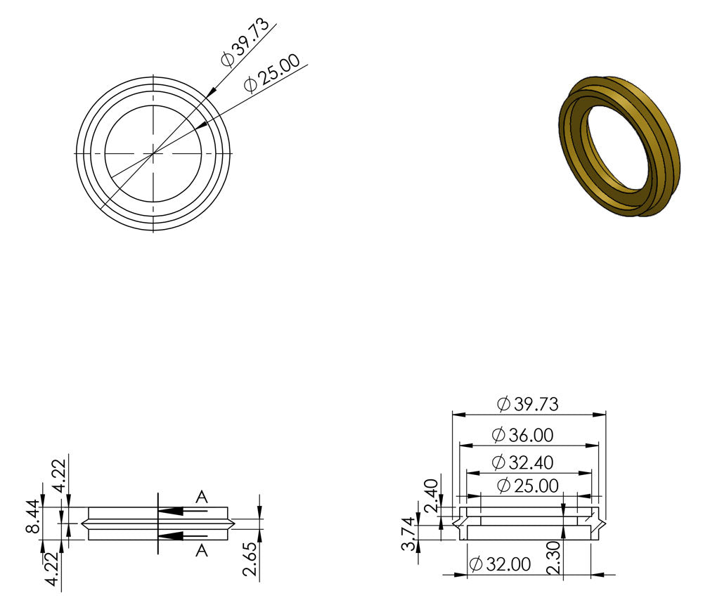 Roulette à vis antique avec roue en céramique marron et embellisseur rond