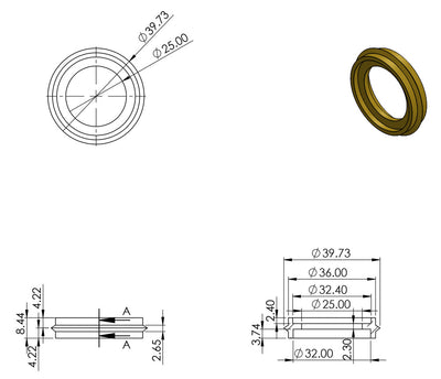 Roulette à vis antique avec roue en céramique marron et embellisseur rond