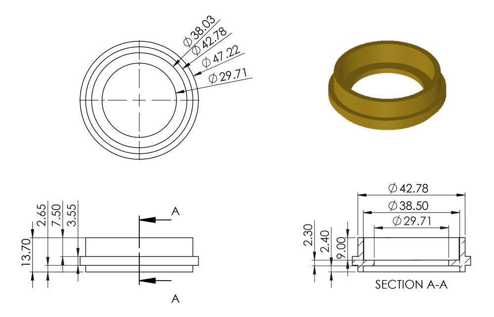 Roulette à vis en laiton avec embellisseur rond