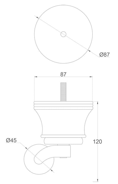 Cassia Antique Furniture Legs with Large Shallow Cup Castors