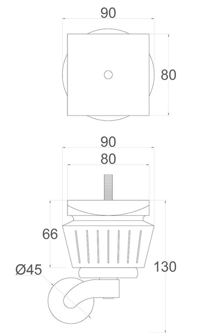 Charlotte Fluted Wooden Furniture Legs with Extra Large Castors