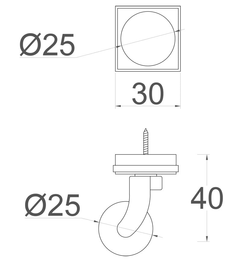 Chrome Screw Castor with Square Embellisher