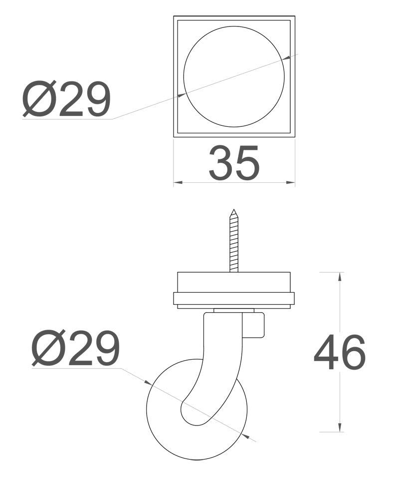 Chrome Screw Castor with Square Embellisher